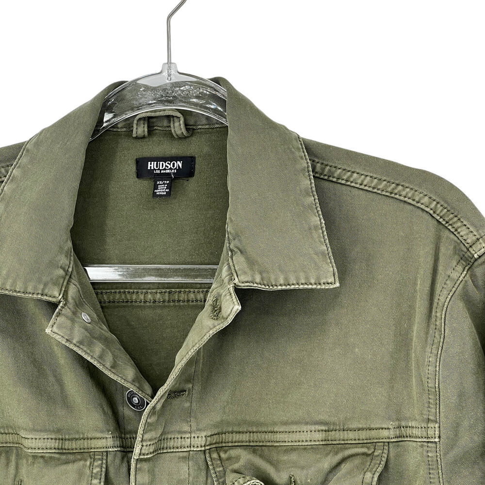 Hudson Sloane Long Sleeve Utility Jumpsuit Olive Green Stretch Cotton Romper XS - Picture 6 of 11